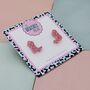 Cowboy Boot Glitter Resin Stud Earrings Pink, Blue And Silver, thumbnail 2 of 12