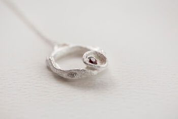 Large Garnet And Recycled Silver Eternity Necklace, 5 of 9
