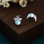 Sterling Silver Mismatched Firefly And Moon Stud Earrings, thumbnail 6 of 12