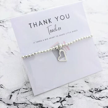 Thank You Teacher, Teaching Assistant, Nursery Teacher Or Childminder Silver Plated Bracelet, 3 of 11