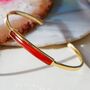 Carnelian Gold Plated Silver Adjustable Gemstone Bangle, thumbnail 1 of 9