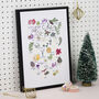 Foiled Christmas Print With Floral Illustration, thumbnail 1 of 7