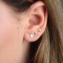 Sterling Silver Moon And Star Tiny Mismatched Stud Earrings, thumbnail 3 of 6