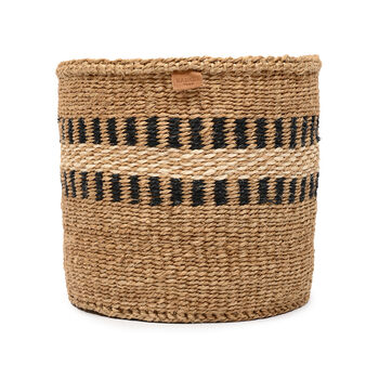 Tukio: Charcoal Stripe Woven Storage Basket, 5 of 9