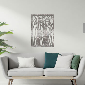 Modern Metal Forest Wall Art Panel For Living Room Bedroom Or Hallway Decor, 5 of 11