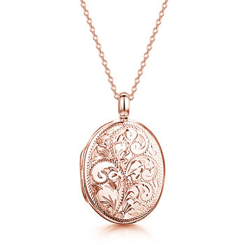 Personalised Rose Gold Plated Large Scroll Oval Locket, 7 of 11