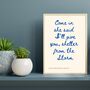 A4 Song Lyrics Print, Bob Dylan, Come In She Said I'll Give You Shelter From The Storm, thumbnail 4 of 5