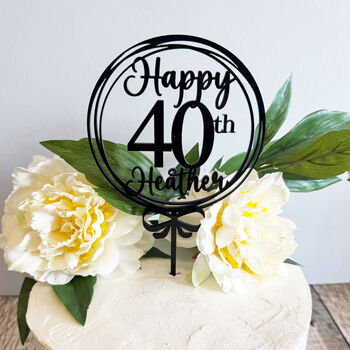 Personalised Happy 40th Birthday Acrylic Cake Topper, 2 of 4