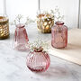 Pink Glass Bud Vases Set Of Three, thumbnail 1 of 3