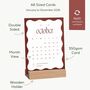 2026 Wavy Desk Calendar Cards With Wooden Stand, thumbnail 5 of 10