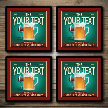 Personalised Bar Runner And Coasters Firkin Pub, 3 of 8