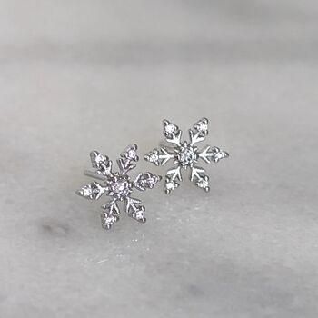 Sterling Silver Christmas Snowflake Earrings, 8 of 10