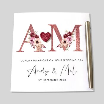 Personalised Wedding Day Card Pink, 2 of 4
