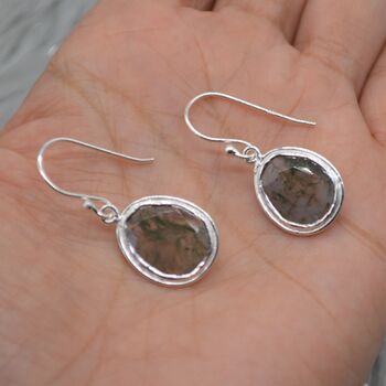 Moss Agate Sterling Silver Earrings, 6 of 8