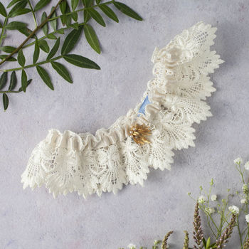Personalised Blush Or Ivory Lace Wedding Garter, 4 of 11