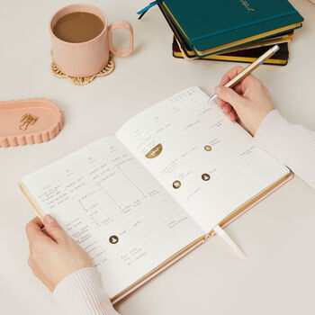 Undated Weekly Planner Blush Cloth, Luxury Diary, 6 of 12