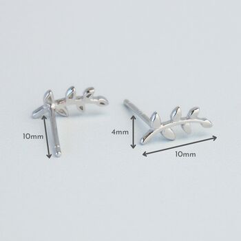 Sterling Silver Curved Branch Stud Earrings, 4 of 5