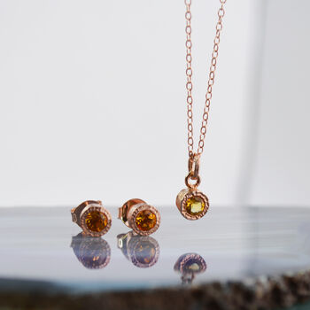Citrine November Birthstone Sterling Silver Stud Earrings, 8 of 11