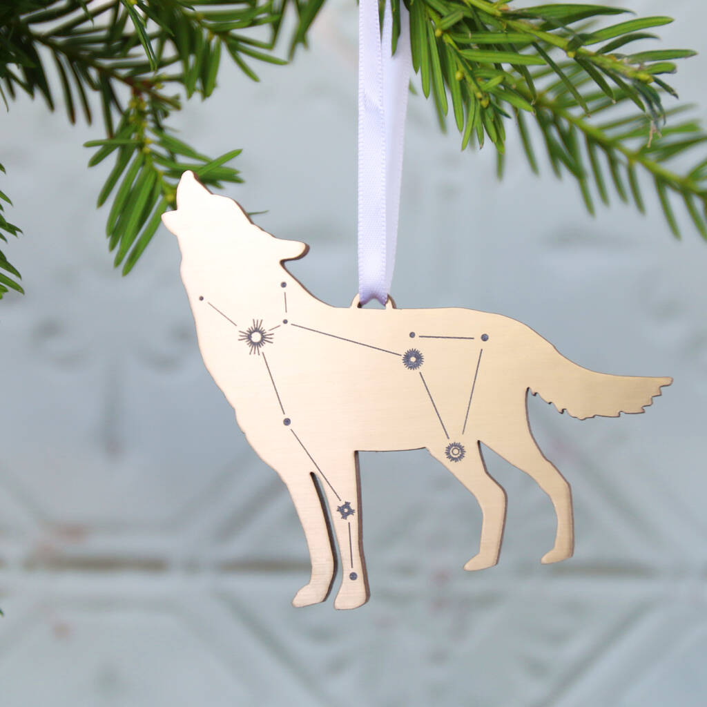 Lupus Wolf Constellation Metallic Christmas Decoration By Betsy Benn