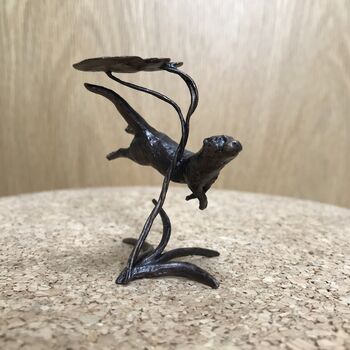 Miniature Bronze Otter Sculpture 8th Anniversary Gift, 3 of 12