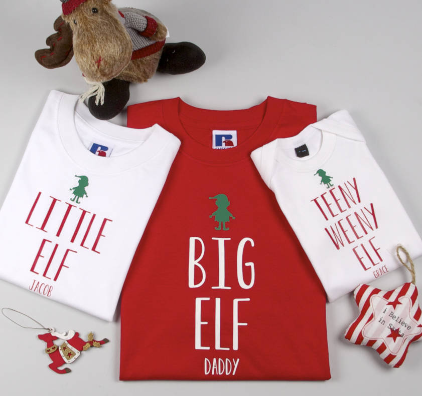 Personalised Father, Child And Baby Elf T Shirts, 1 of 4