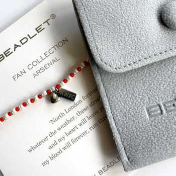 Arsenal Women Wsl Awfc Bead Bracelet With Heart Charm Fan Gift, 3 of 6