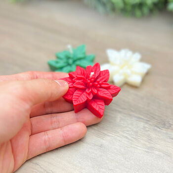 Christmas Poinsettia Flower Tealight Candles Set Of Three, 8 of 9