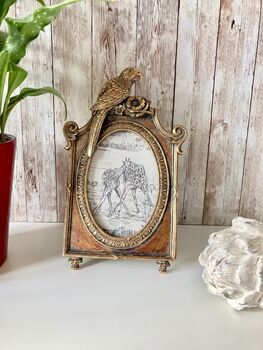 Oval Gold Parrot Photo Frame 4x6 Portrait Frame Décor, 8 of 9