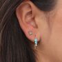 18ct Gold Plated Mini Turquoise Flower Stud Earrings, thumbnail 3 of 5