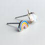 Sterling Silver Unicorn And Rainbow Stud Earrings, thumbnail 3 of 5