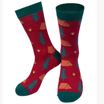 Men's Bamboo Socks Red Green Camping, 2 of 2