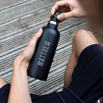 Personalised #Hydrate Reusable Black Water Bottle, 6 of 6