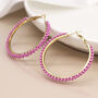 Gold And Pink Large Hoop Earrings, thumbnail 1 of 3