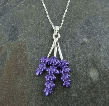 Lavender Purple Flower Pendant Necklace, 2 of 4