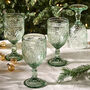 Set Of Four Laurier Green Wine Goblets, thumbnail 1 of 5
