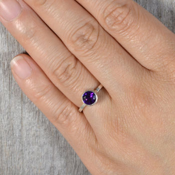 Amethyst Solitaire Stacking Ring Set In Sterling Silver, 3 of 4