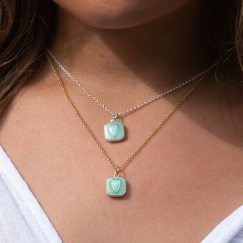 Turquoise Heart Locket Necklace, Silver Or Gold, 3 of 11