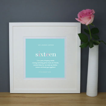 Personalised 16th Birthday Print And Mount, 6 of 7