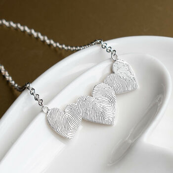 Personalised Fingerprint Triple Heart Necklace, 2 of 8