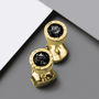 Black Spinel Gold Plated Silver Stud Earring, thumbnail 1 of 5