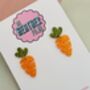 Carrot Glitter Resin Dangle Earrings / Gift For Gardeners / Plant Lover Gift / Vegetable Lovers Or Foodie Gift / Funny Gift For Vegans, thumbnail 5 of 5