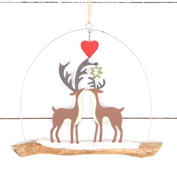 Kiss Me Deer On Driftwood Hanging Decoration, 2 of 3
