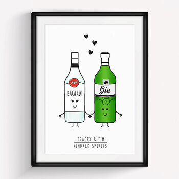 'Kindred Spirits' Personalised Couples Print, 2 of 8