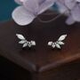 Sterling Silver White Opal Marquise Cluster Stud Earrings, thumbnail 1 of 12