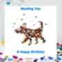 Butterfly Pink Chrysanthemum Mum Birthday Card, Not 3D, thumbnail 9 of 9