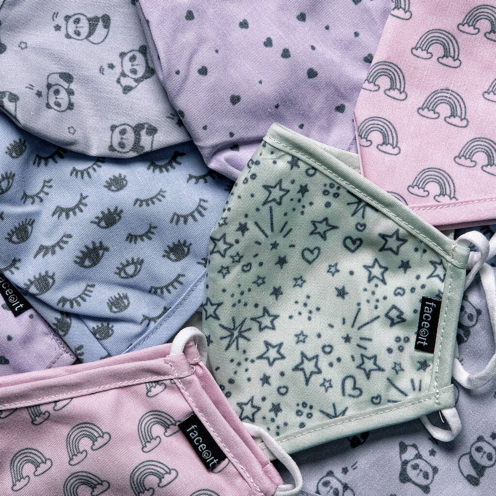 Pink Rainbows 100 Cotton Children's Face Mask By Selfie Craft Co