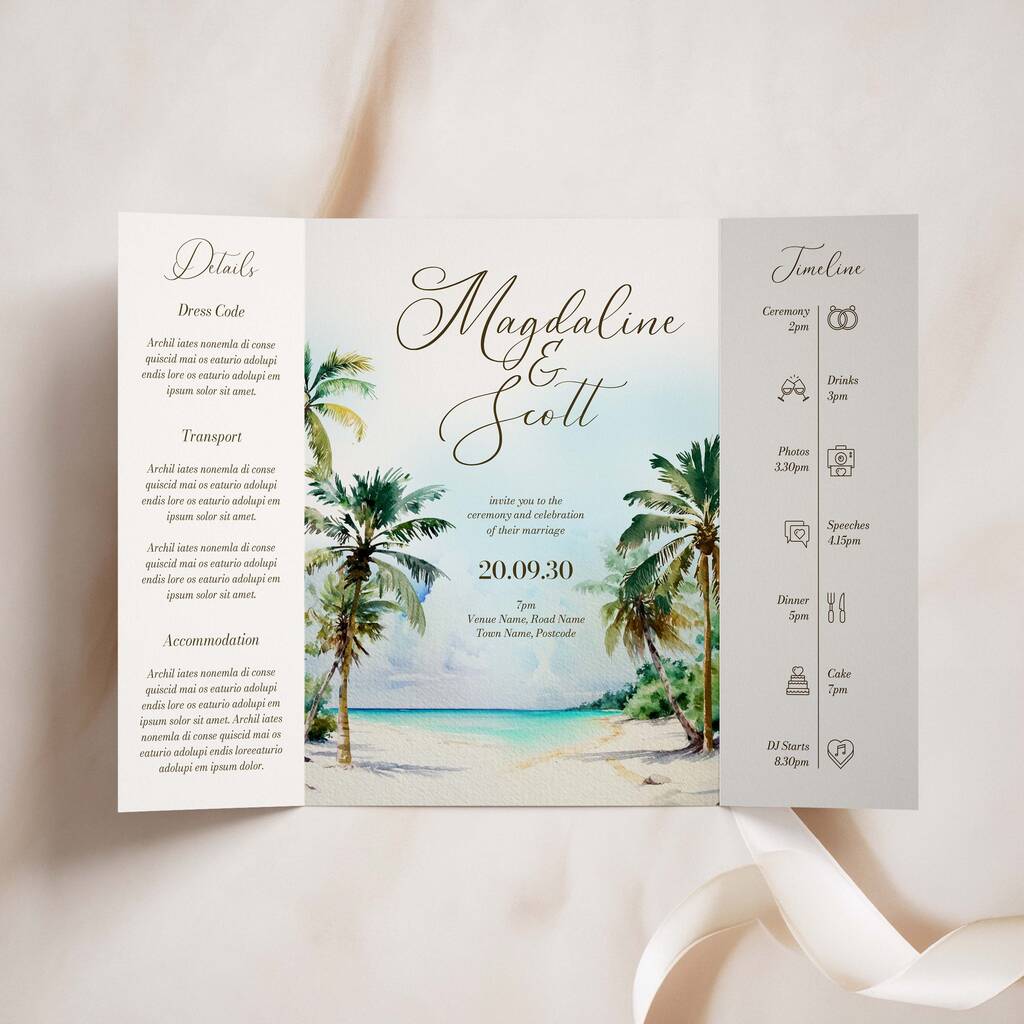 Beach Gatefold Wedding Invitations, 1 of 5