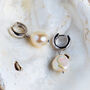 Baroque Pearl Drop Huggie Hoop Sterling Silver Earrings, thumbnail 1 of 4