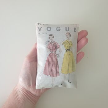Handmade Lavender Sachet Decoration With Vintage Sewing Pattern Print, Gift For Sewing Friends, 11 of 12