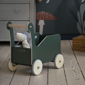 Nordic Blue Wooden Baby Walker, 4 of 4